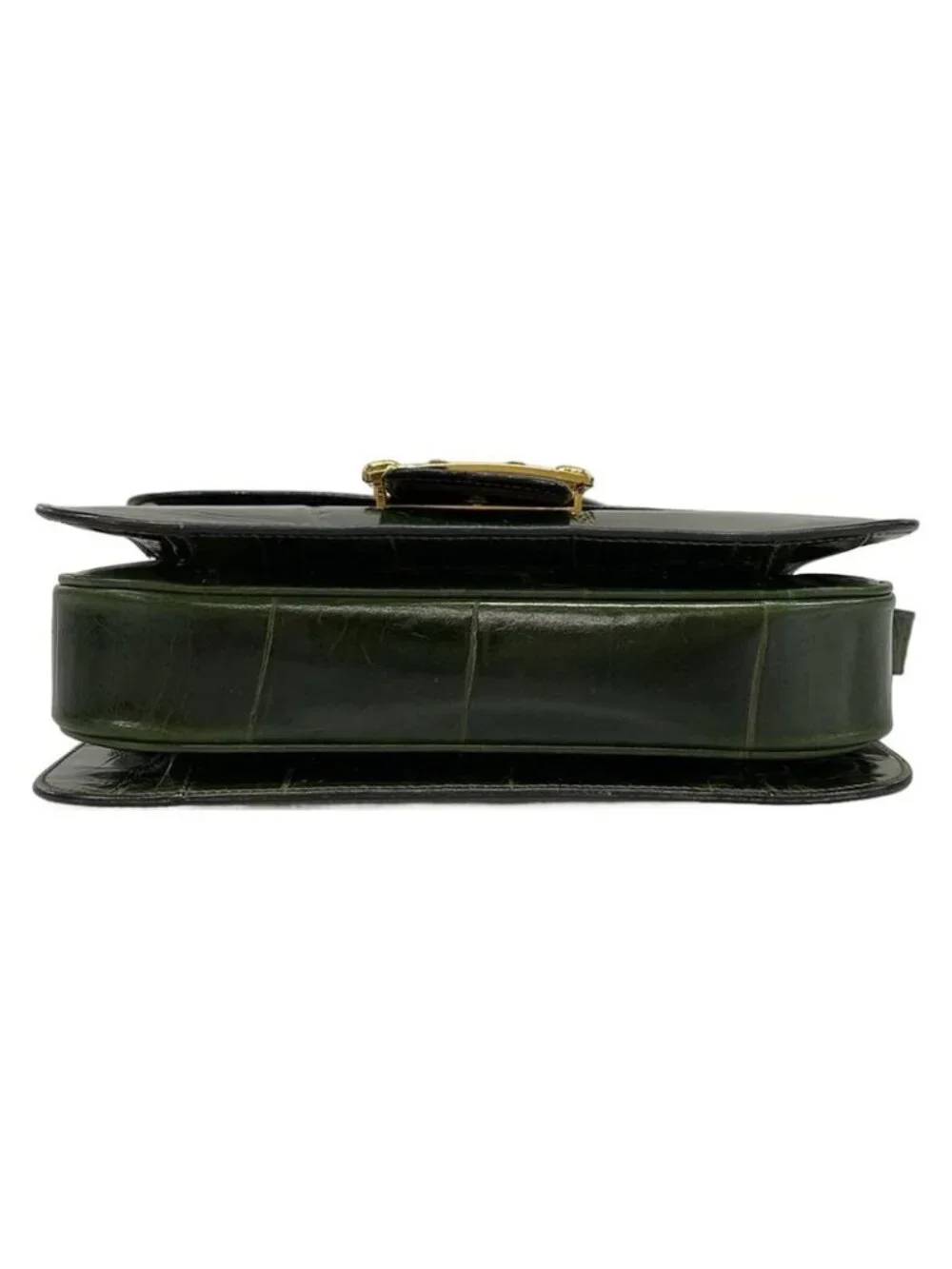 ★SOLD★ Celine Shoulder Bag Dark Green Embossed Leather - Picture 5 of 15